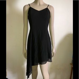 Asymmetrical hem cocktail little black dress
